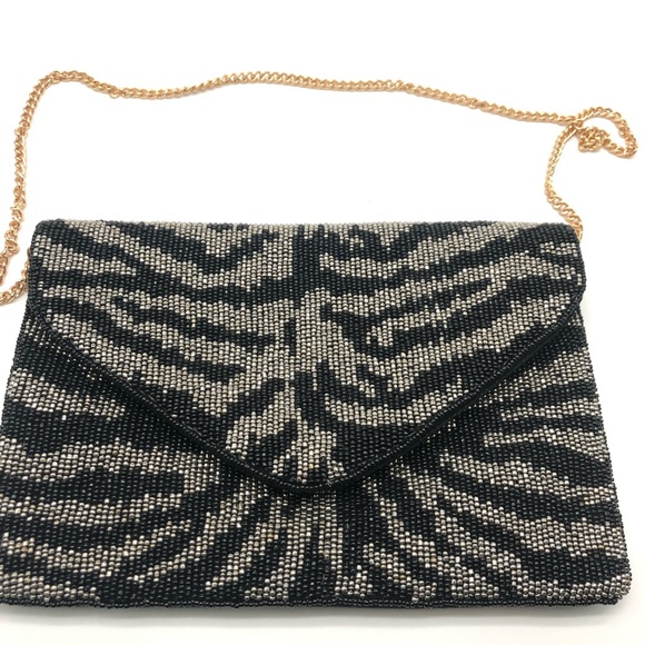 Handmade Beaded Animal Print Clutch or Crossbody - Picture 3 of 5